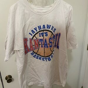 Vintage White Jayhawks Basketball Tee
